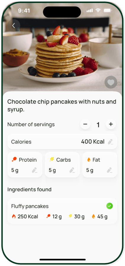 Macro breakdown for a scanned meal